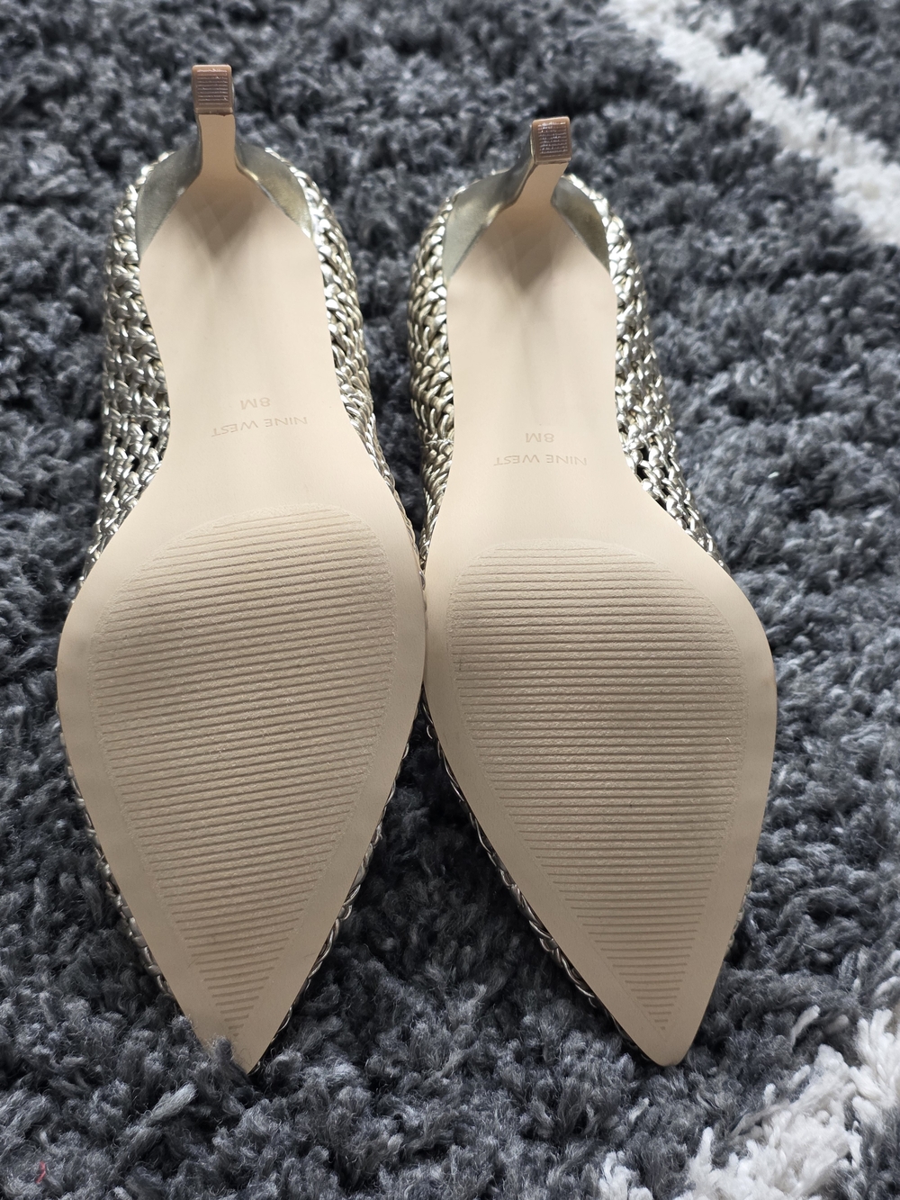 Nine West Women's Metallic Woven Pointed-Toe Pumps - Gold Size 8 - Picture 2 of 11